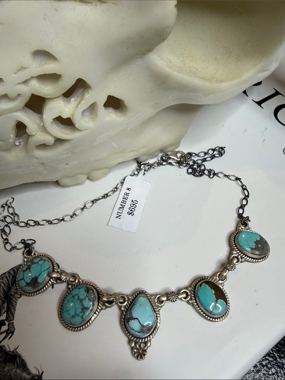 Sterling Silver Number 8 Turquoise Necklace